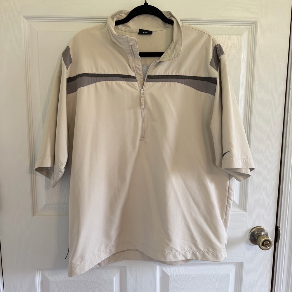 Nike Golf Beige Pullover lightweight jacket men’s large short sleeve